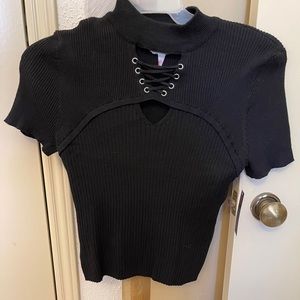 Black teen 2x top knitted